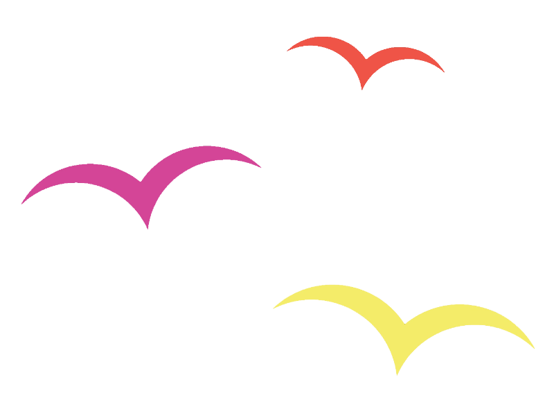 Colored birds flying